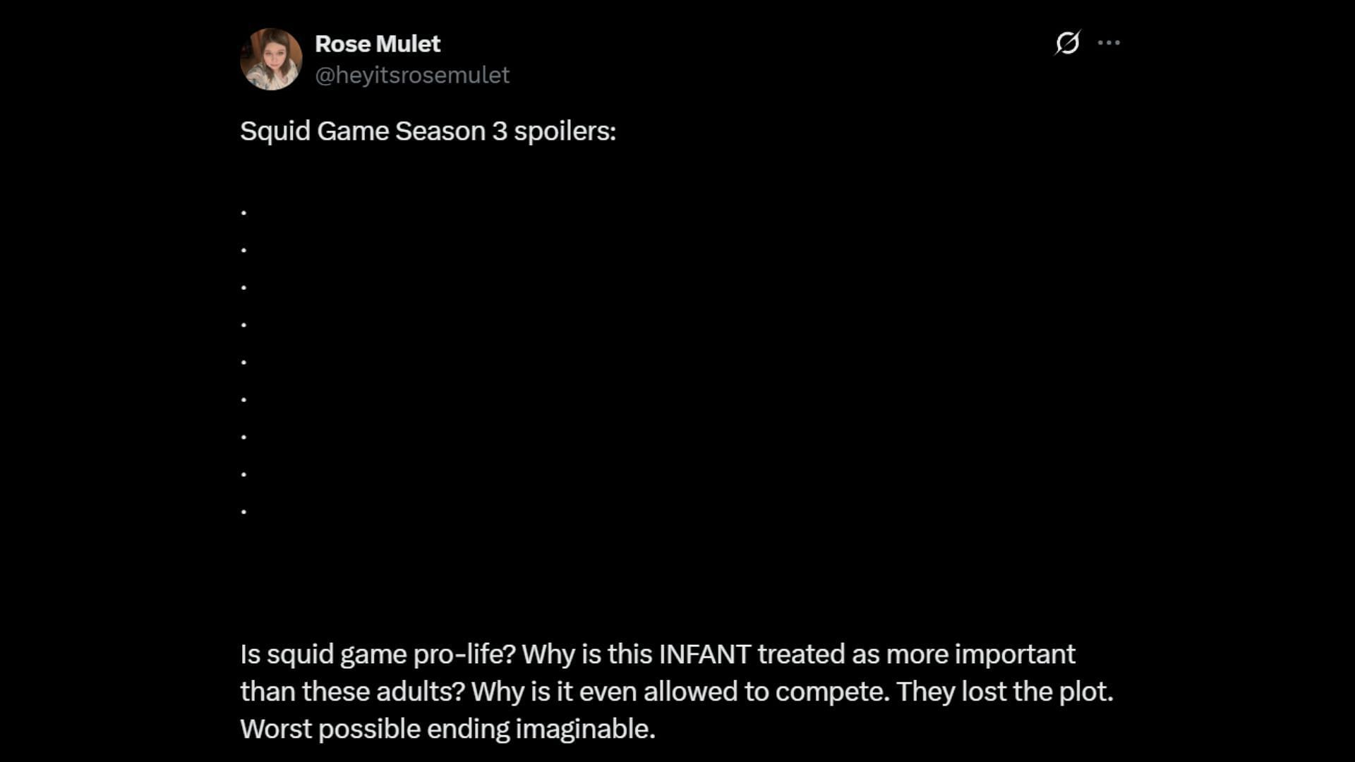 Fans comment upon Squid Game 3's ending (Image via X/@heyitsrosemulet)